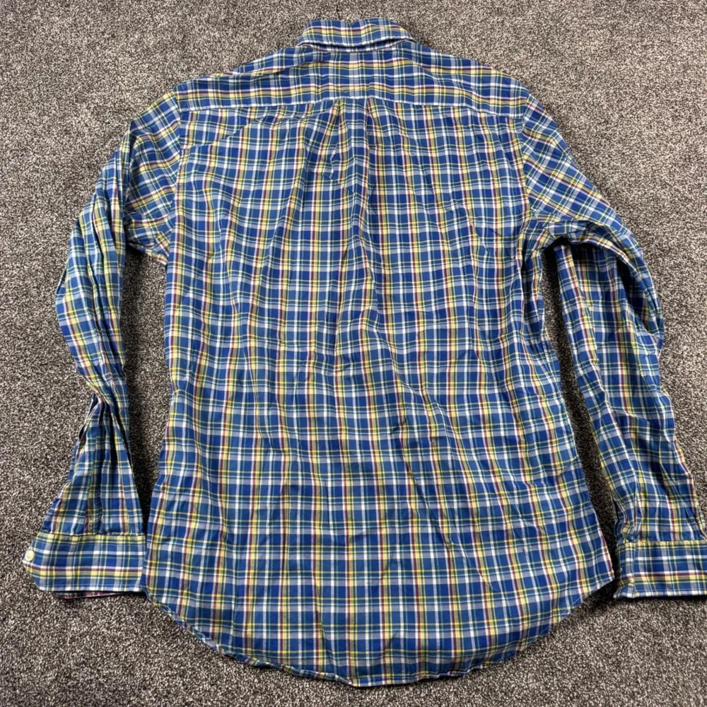 Polo Ralph Lauren Men's Medium‎ Blue Yellow Plaid Button Down Shirt Long Sleeve